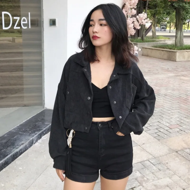 

Куртка Вельветовая короткая осенне-зимняя светильник ная с длинным рукавом и подвесками