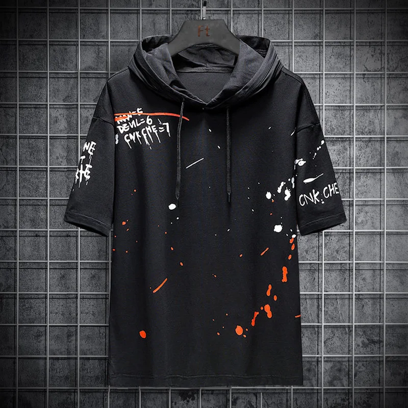 

Men's T-shirt Short-sleeved Cotton 2021 New Summer Half-sleeved Hooded T-shirt Slim Casual Bottoming Shirt Top