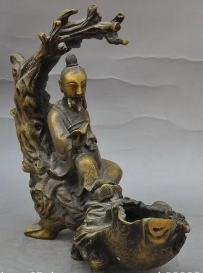 308 8 &quotНародная китайская Бронзовая резная статуя для чтения старинных людей |