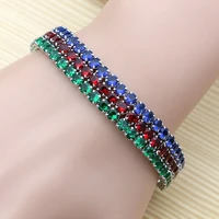 925 silver link chain charm bracelet red garnet bridal jewelry for women luxury wedding decoration dropshipping