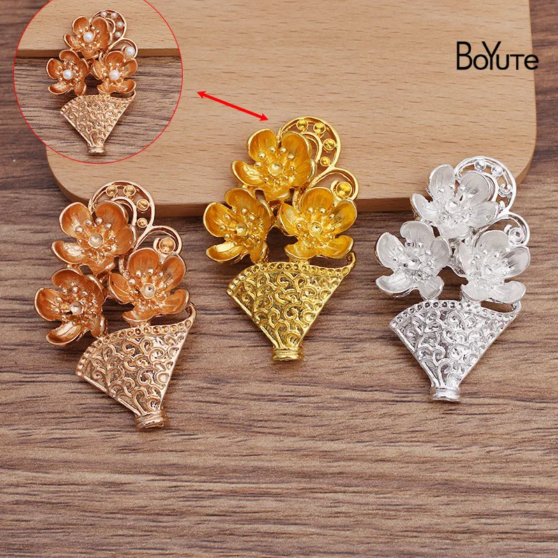 

BoYuTe (10 Pieces/Lot) 31*50MM Alloy Flower Handmade Materials Factory Supply DIY Jewelry Accessories