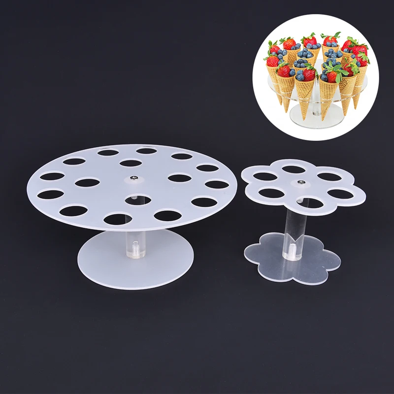 

6/16-Hole Round Acrylic Ice Cream Cone Dessert Holder Display Stand Party Shelf