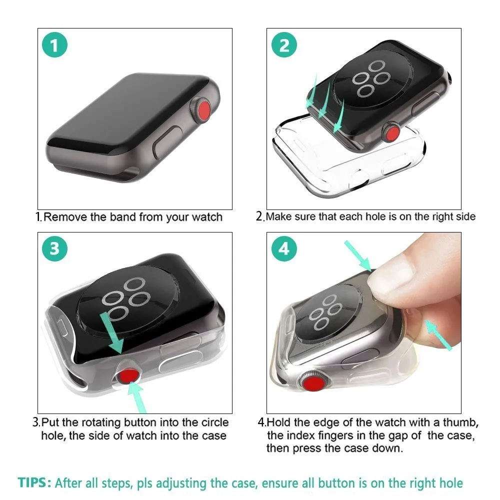 

Transparent Cover for Apple Watch Series 6 3 2 1 38MM 42MM 360 Full Soft Clear TPU Screen Protector Case iWatch 4 5 44MM 40MM