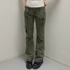 Джинсы-карго женские прямые в ретро стиле, с заниженной талией