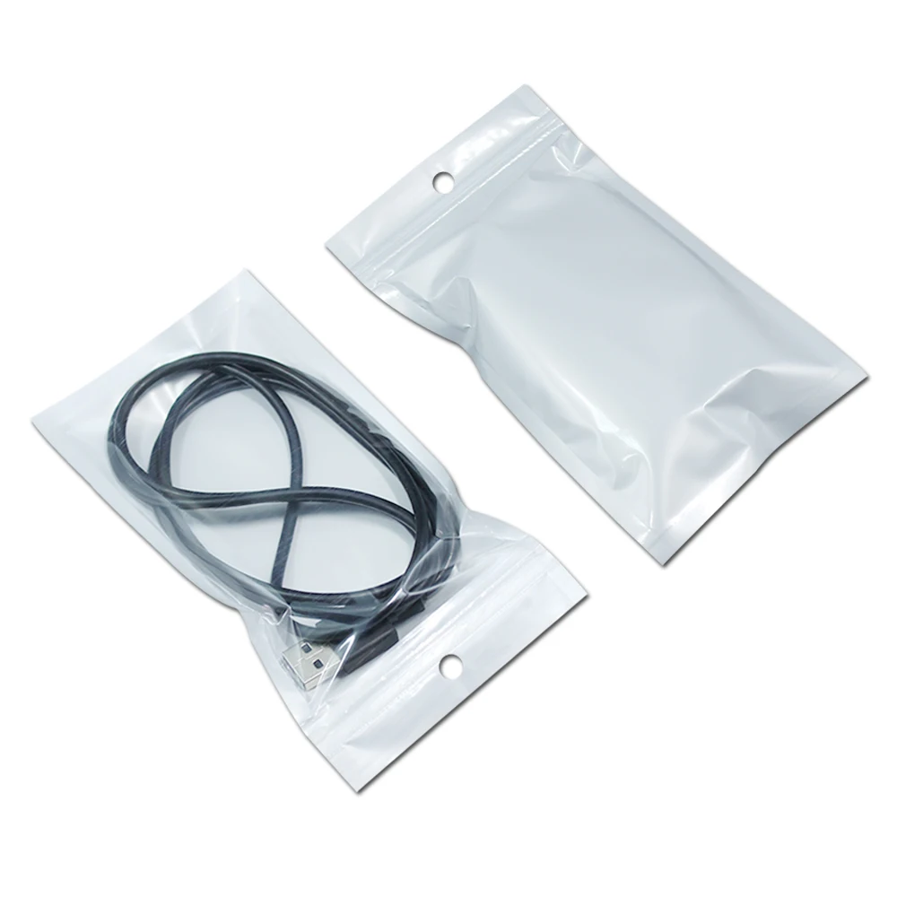 

Wholesale 8*14cm Clear/White Zipper Ziplock Plastic Packaging Bag Self Seal Zip Lock Gift Storage Pouches Polybag With Hang Hole