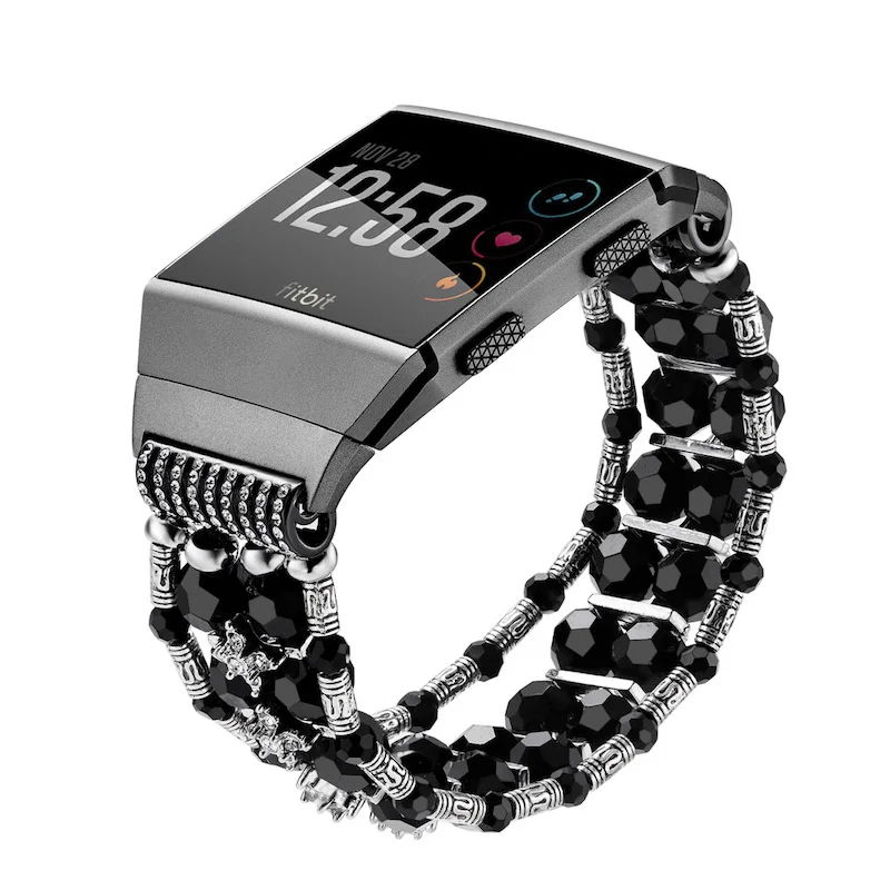 Металлический браслет с агатовыми кристаллами и бусинами ремешок для Fitbit