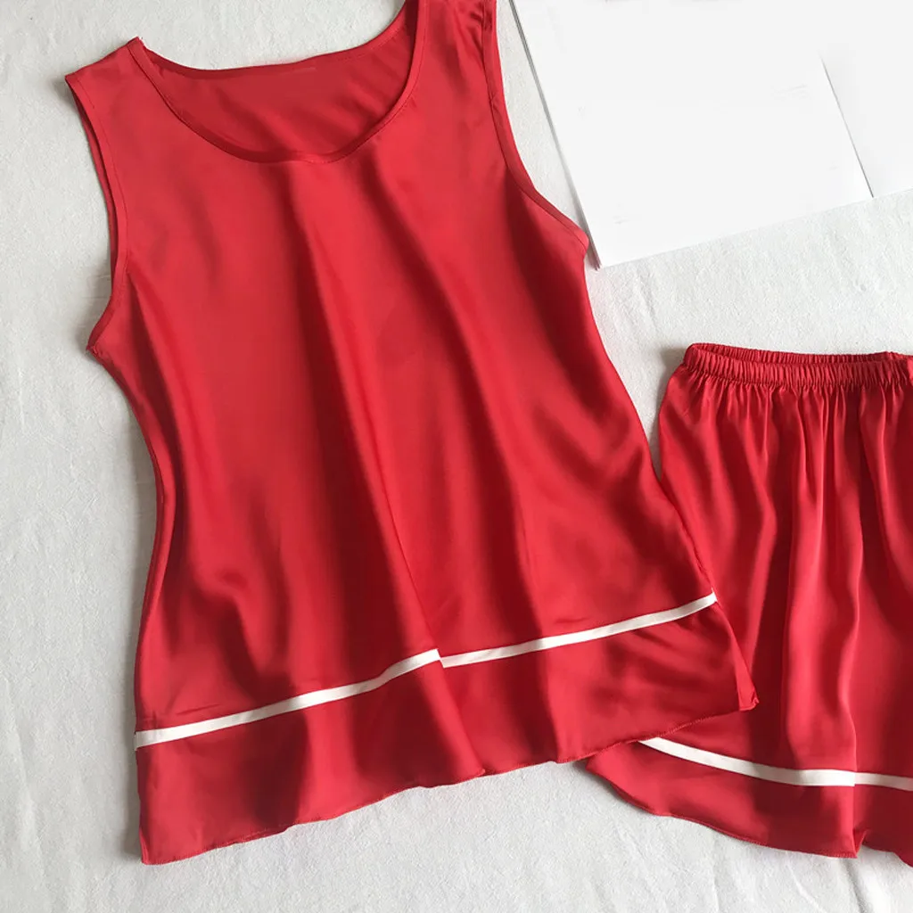

Womens pajamas set Sleeveless home suit Sleepwear Shorts Pajama Set sexy nightwear nachtkleding vrouwen camisones para dormir