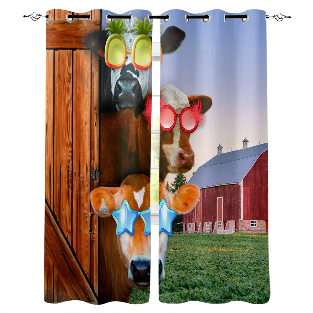 Ферма животных корова солнцезащитные очки забор Роскошные домашние шторы товары