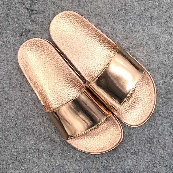 

Women Slides 2018 Fashion Slippers Platform Sandals Summer Bling Beach Slides Flip Flops Comfortable Flat Shoes Chaussure Femme9