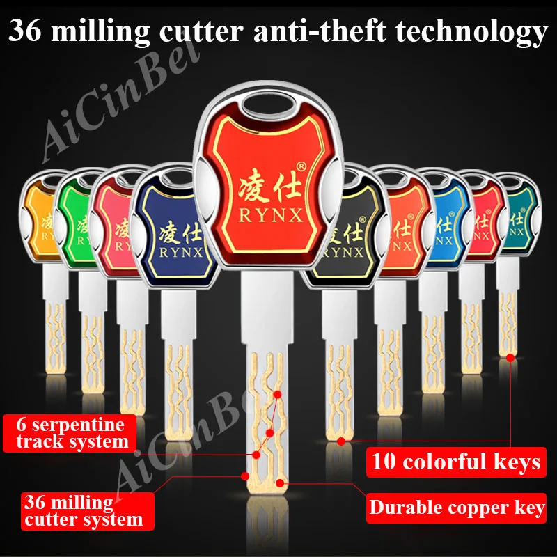 Дверной замок латунный цилиндр с двойным открытым боковым лезвием