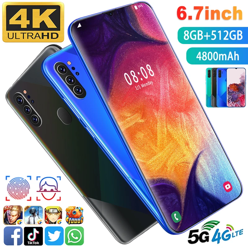 

M80 4G 5G Смартфон Android OS 10,0 Системы Поддержка уход за кожей лица/распознавать отпечатки пальцев на сотовых телефонов разблокированные глобаль...