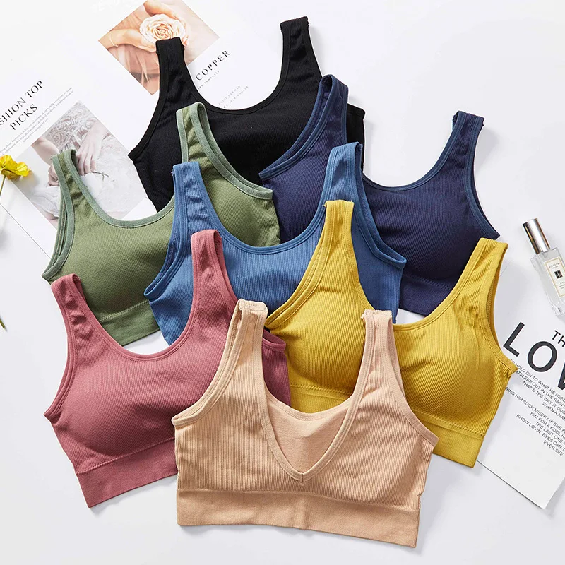 

Women Tank Tops Streetwear Push Up Cropped Top for Female Lounge Solid Color Casual Sexy Lingerie Wirefree Camisole Fashion Girl