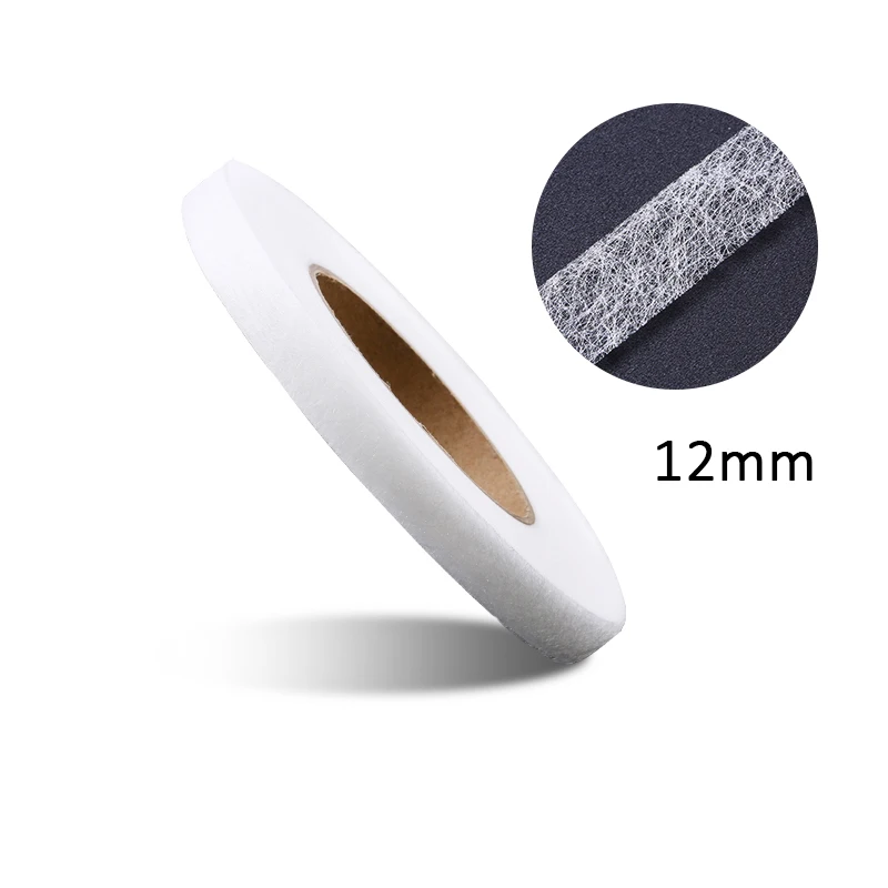 12mm white 70 ярдов белый/черный с двухсторонней клеющей поверхностью Ткань Нетканые Лоскутные прокладочные материалы железо на расплава Omentum DIY аксессуары для одежды - Цвет: 12mm white