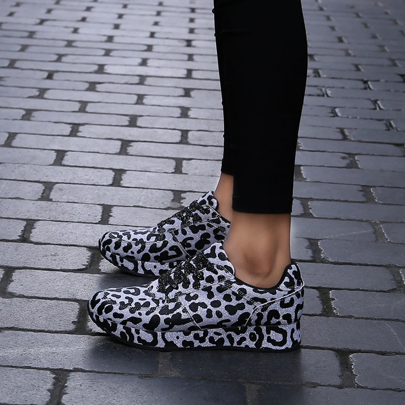 

New Leopard Fashion Women's Shoes 6cm Thicker Heighten Sole Woman Footwear Temperament Wild Sneakers for Ladies Zapatos de mujer