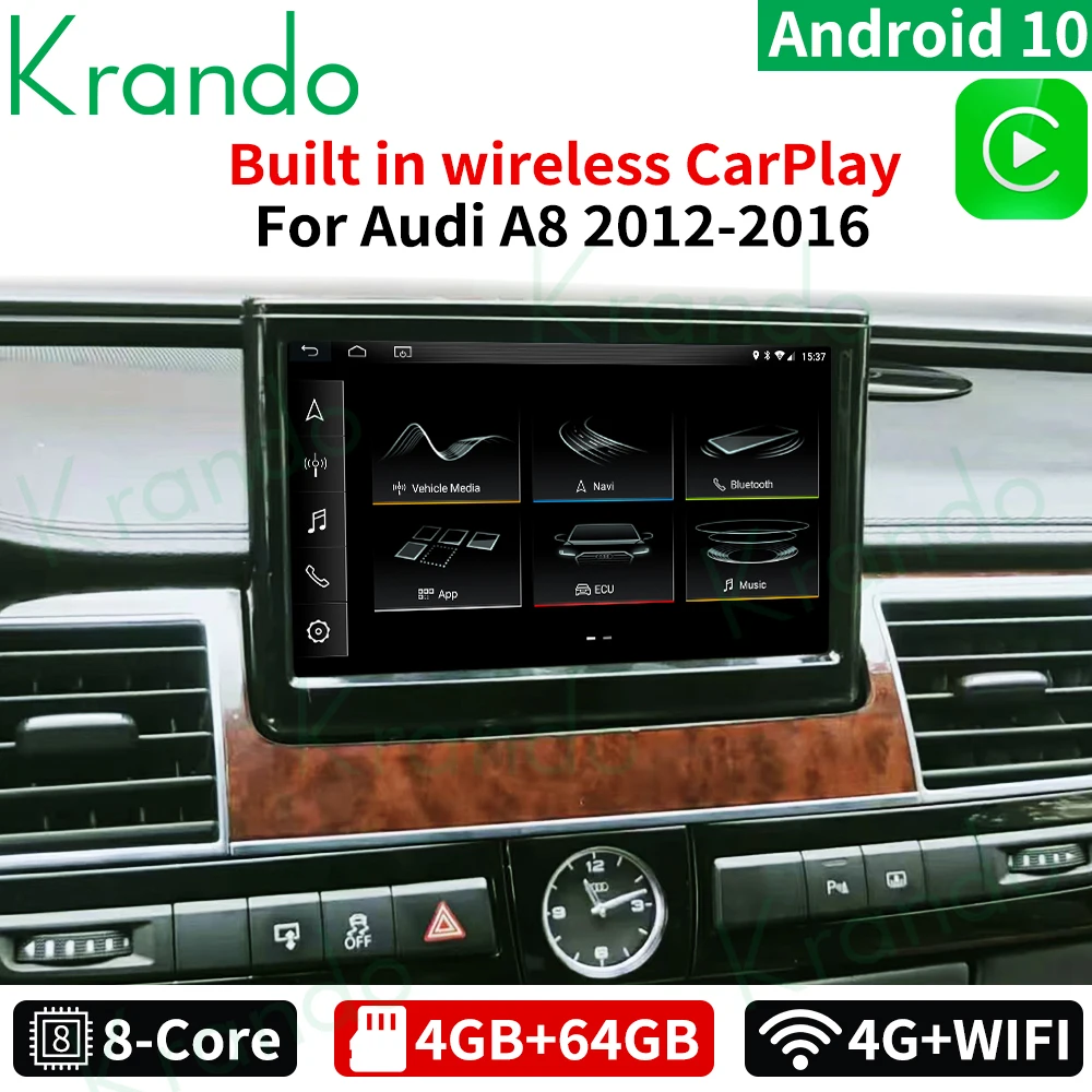 

Krando Android 11 8 Inch 4G 64G Car Radio for Audi A8 A8L D4 2012-2016 IPS Screen Audio Navi Multimedia Player GPS Carplay