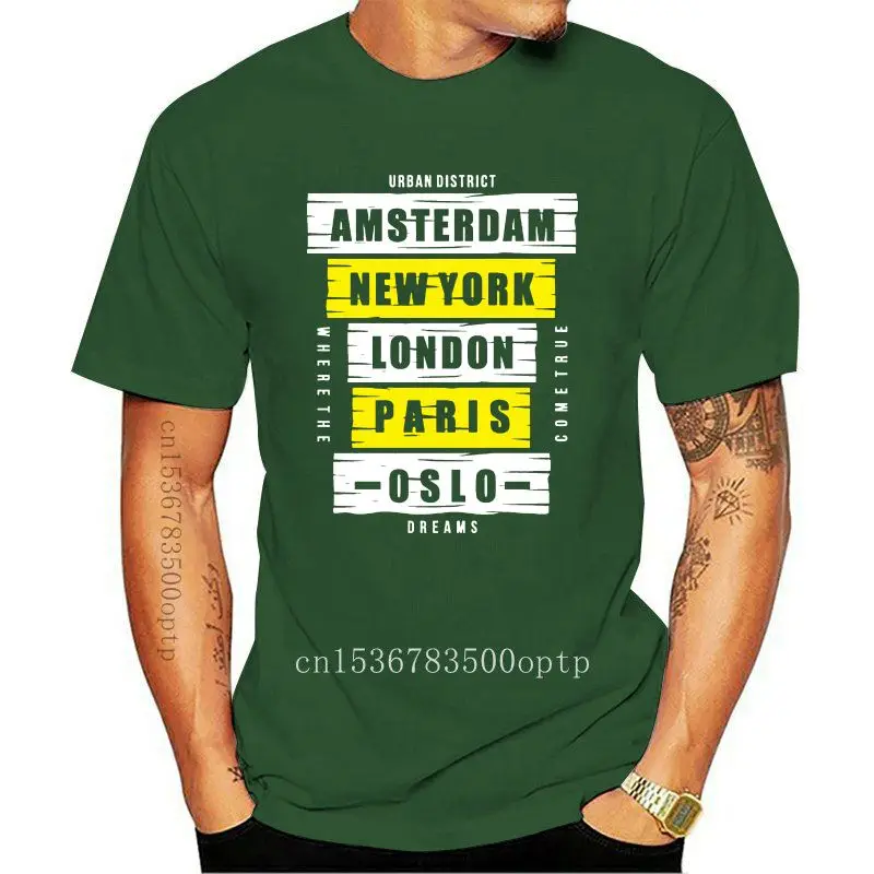 

New Amsterdam 2021 York London Paris Men's Tee Cotton Cool Gift Personality Tee Shirt
