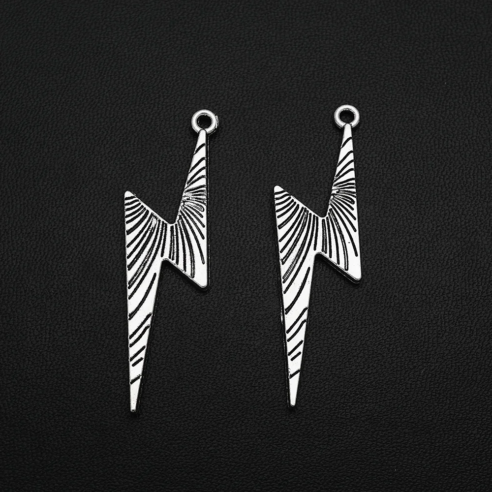 6 шт./лот Античные серебряные подвески с изображением грозы и дождя 16x50 мм для создания украшений и браслетов.
