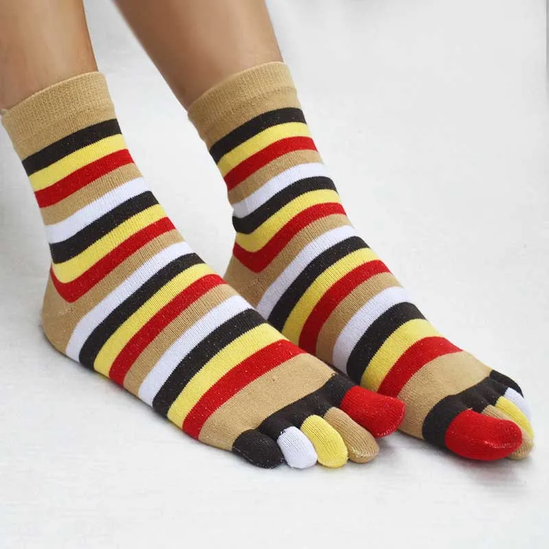 style 1 coffee Популярные женские носки с пятью пальцами, модные забавные носки, полосатые хлопковые Повседневные носки с пальцами, цветные рождественские носки skarpetki - Цвет: style 1 coffee