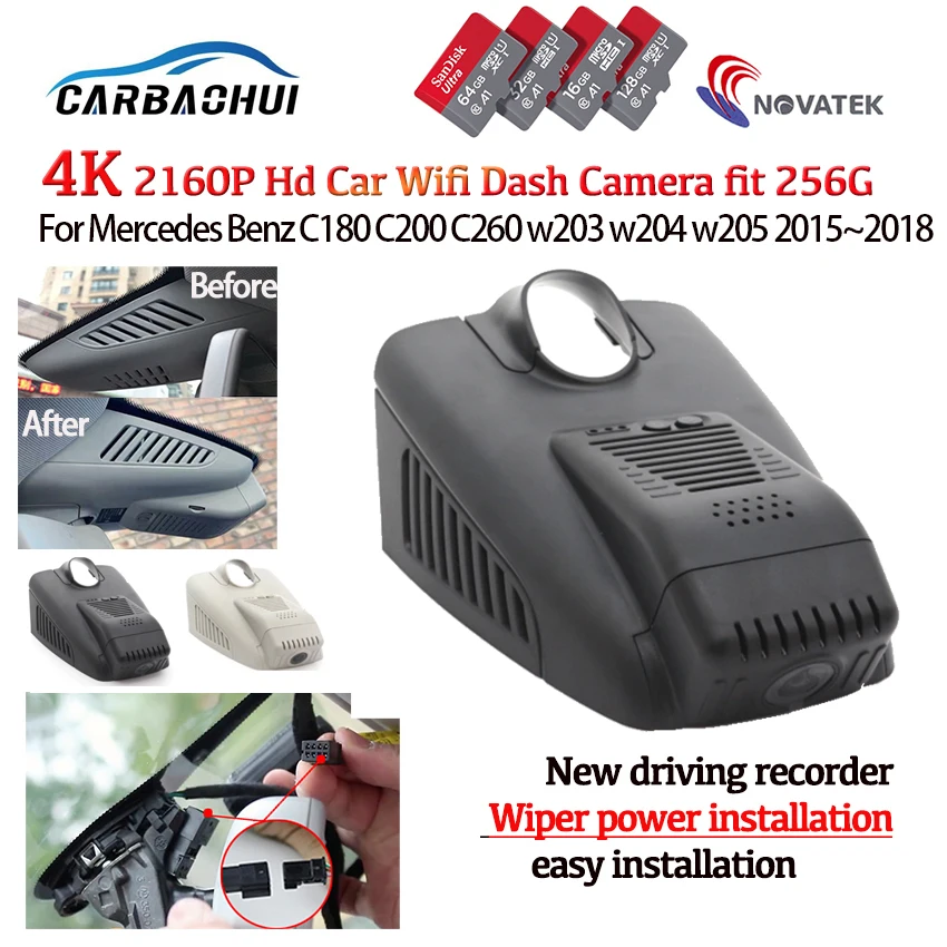 4K HD 2160P Plug and play Car Video Recorder Dash Cam Camera For Mercedes Benz C180 C200 c300 C260 w203 w204 w205 w213 2013~2022