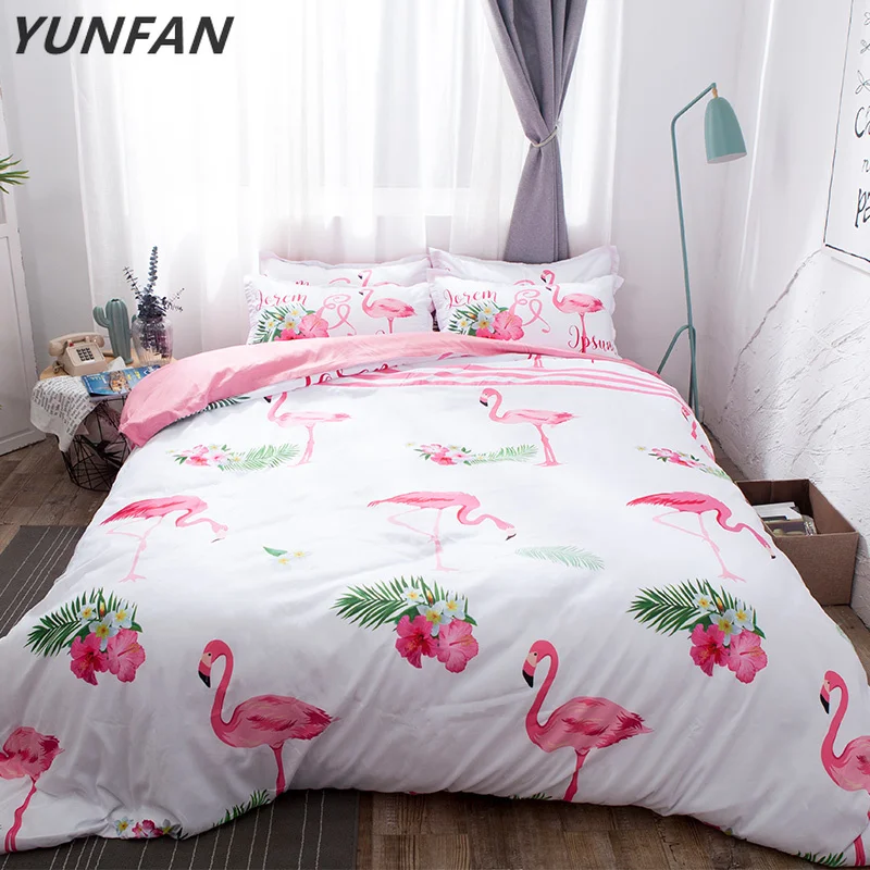 

Flamingo ostrich Bedding Sets White pink 3pcs soft bedclothes duvet cover quilt cover pillow cases BeddingOutlet Modern fashion