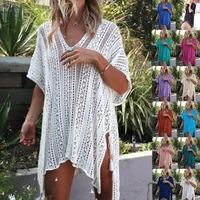 vamos todos 2021 summer beach cover up plus size 13 multi colors swim cover up for women crochet dress vacation outfits coverup