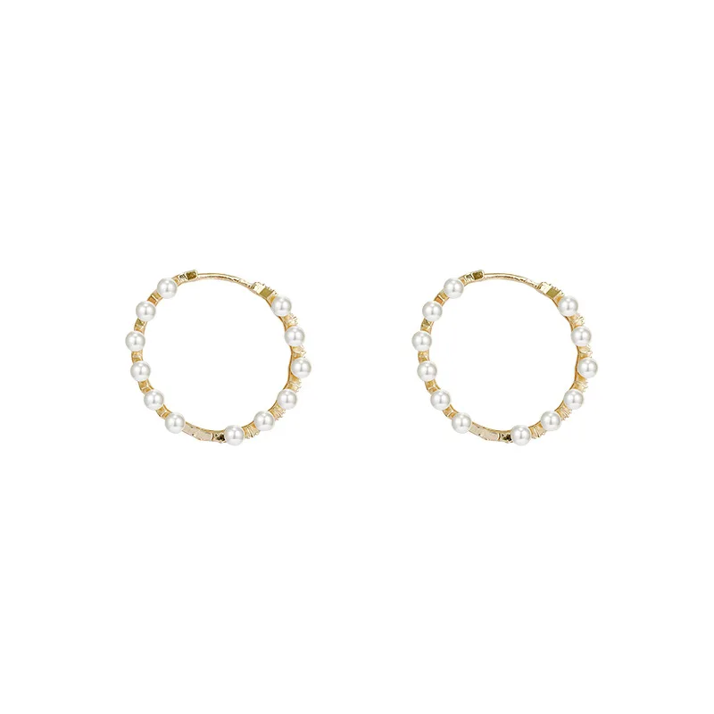 

South Korea restore ancient ways cold wind pearl micro inset S925 silver needle personality earrings women net red earrings