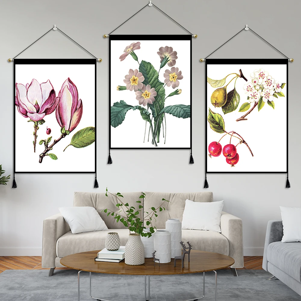 Богемные цветы листья акварель скандинавские плакаты Картина на холсте