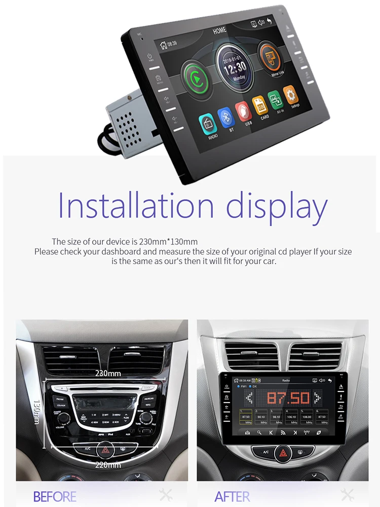 $53.60 9 inch 1 Din Car MP5 Multimedia Player Radio Stereo Automotive FM Mirrorlink Android Phone Bluetooth USB Audio System No Android