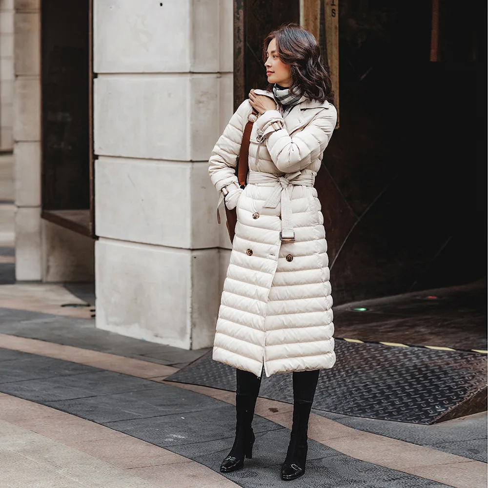 

Осенне-зимние пальто Женская модная ультратонкая пуховая куртка женская 2022 элегантная длинная парка пальто
