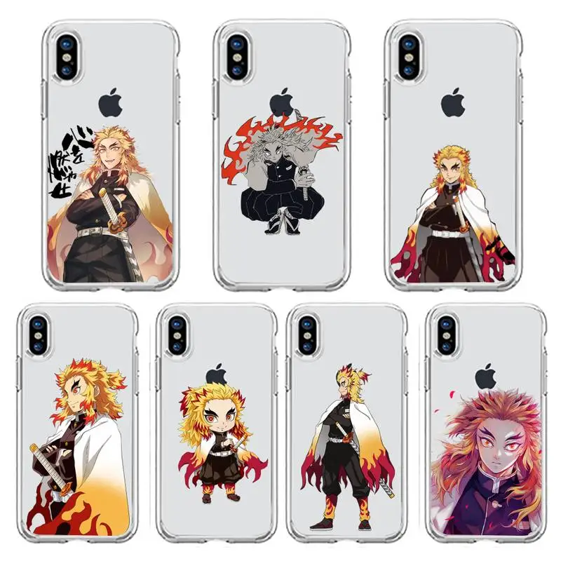 

Kyojuro Rengoku Demon Slayer anime Phone Cases Transparent soft For iphone 5 c se 6 s 7 8 11 12 13 plus mini x xs xr pro max