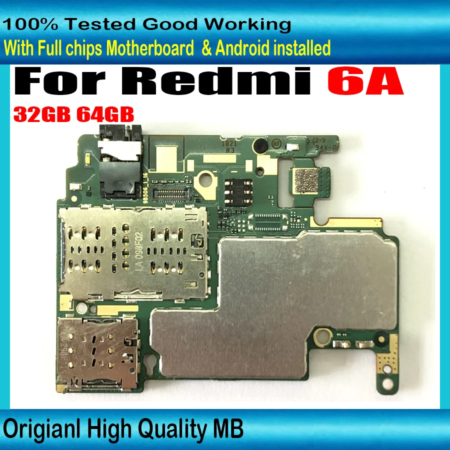 Оригинальная разблокированная тестовая Рабочая материнская плата для Xiaomi Redmi 6A 2
