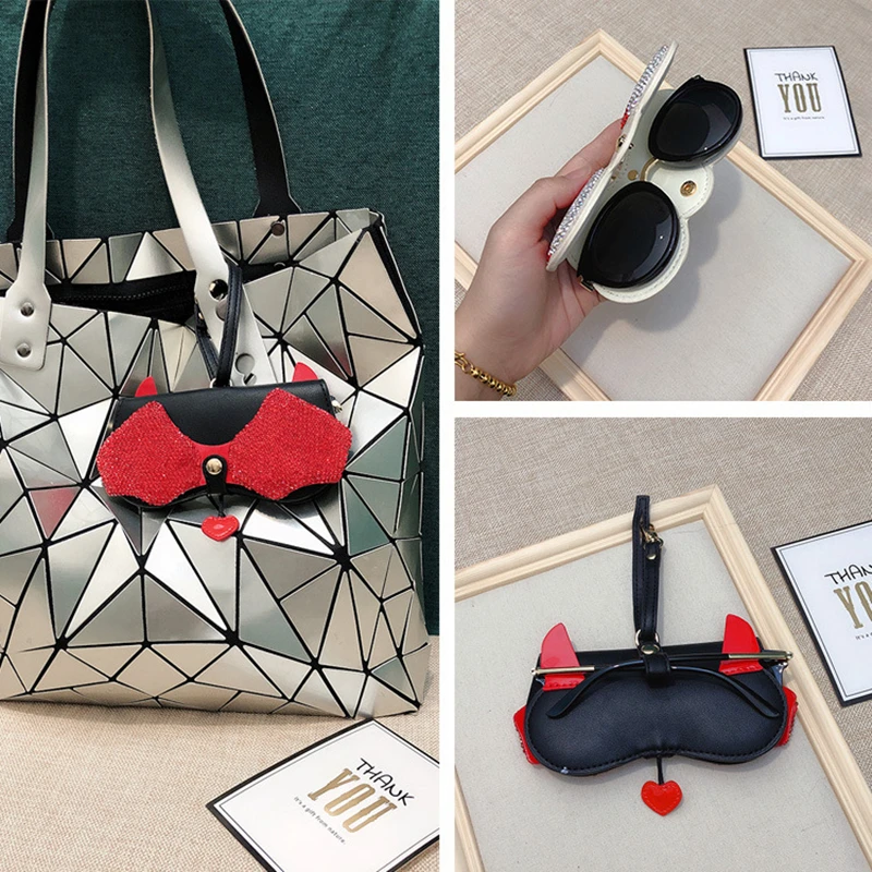 Чехол для очков футляр из искусственной кожи с бриллиантами милый мультяшный