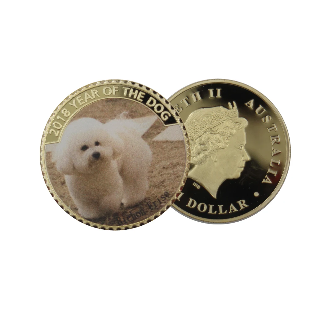 

Cute Animal 24k Gold Coin Holiday Souvenir Gifts Challenge Coin 999.9 Gold Plated The Year of The Dog Lucky Coins for Child Gift