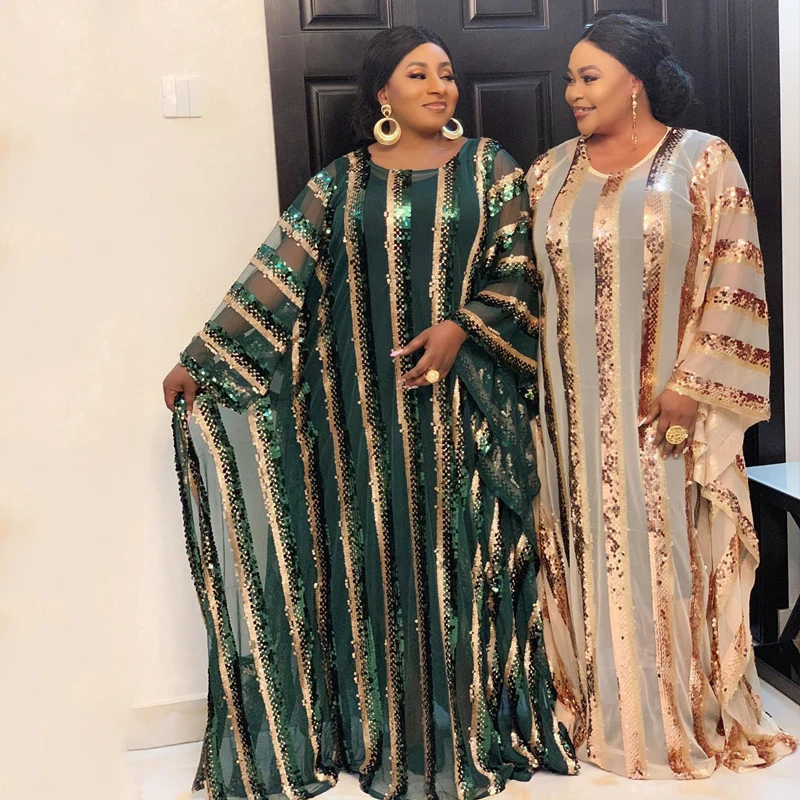 Горячая Распродажа африканская Роба платье для женщин с блестками нежное