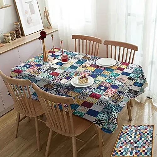Декоративная мозаичная скатерть в клетку прямоугольная азиатская плитка для