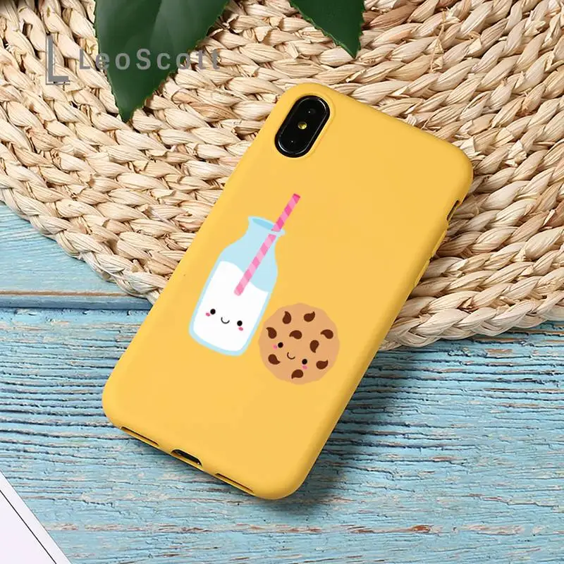 

food Cute Milk Biscuits Phone Case Yellow Candy Color for iPhone 11 12 mini pro XS MAX 8 7 6 6S Plus X SE 2020 XR