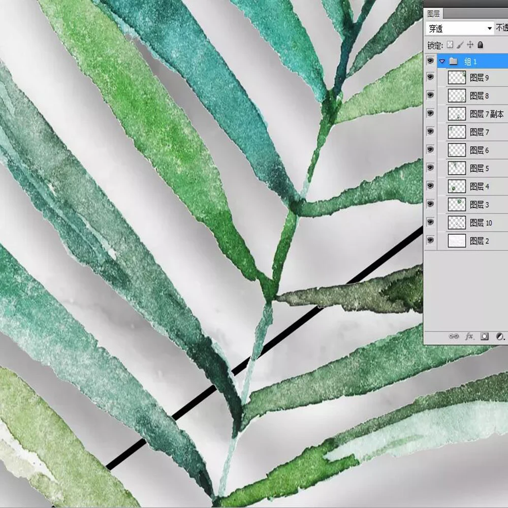 3D обои Milofi с тропическим лесом листьями банана геометрическими линиями фоном на