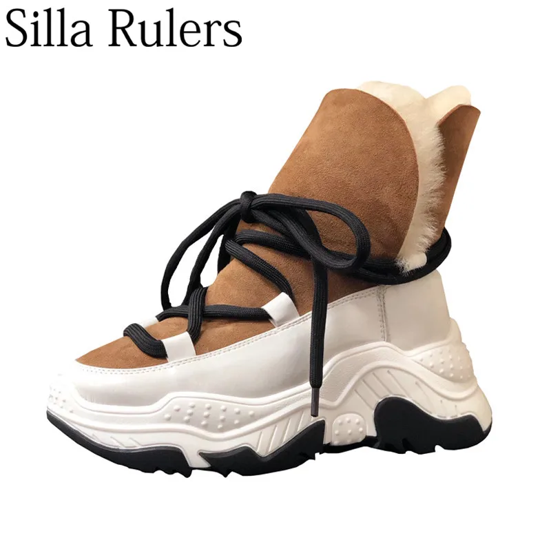 2019 г. Новые зимние ботинки на меху Женские повседневные толстой подошве женские