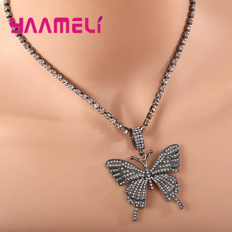 Elegance Ladies Bracelets Shining 925 Sterling Silver Full Rhinestone Cubic Zircon Betterfly Charms Bangle for Wedding Party | Украшения и