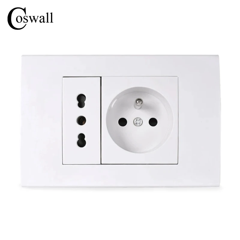 Coswall 16A французская стандартная настенная розетка с итальянской/Чили