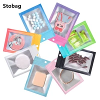 stobag 100pcs corlorful sealed small zipped zipper bag food packaging candy cookie tea toy storage party household high quality