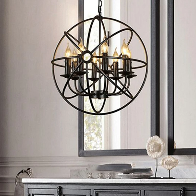 Винтажная Подвесная лампа в американском стиле лофт железный потолочный