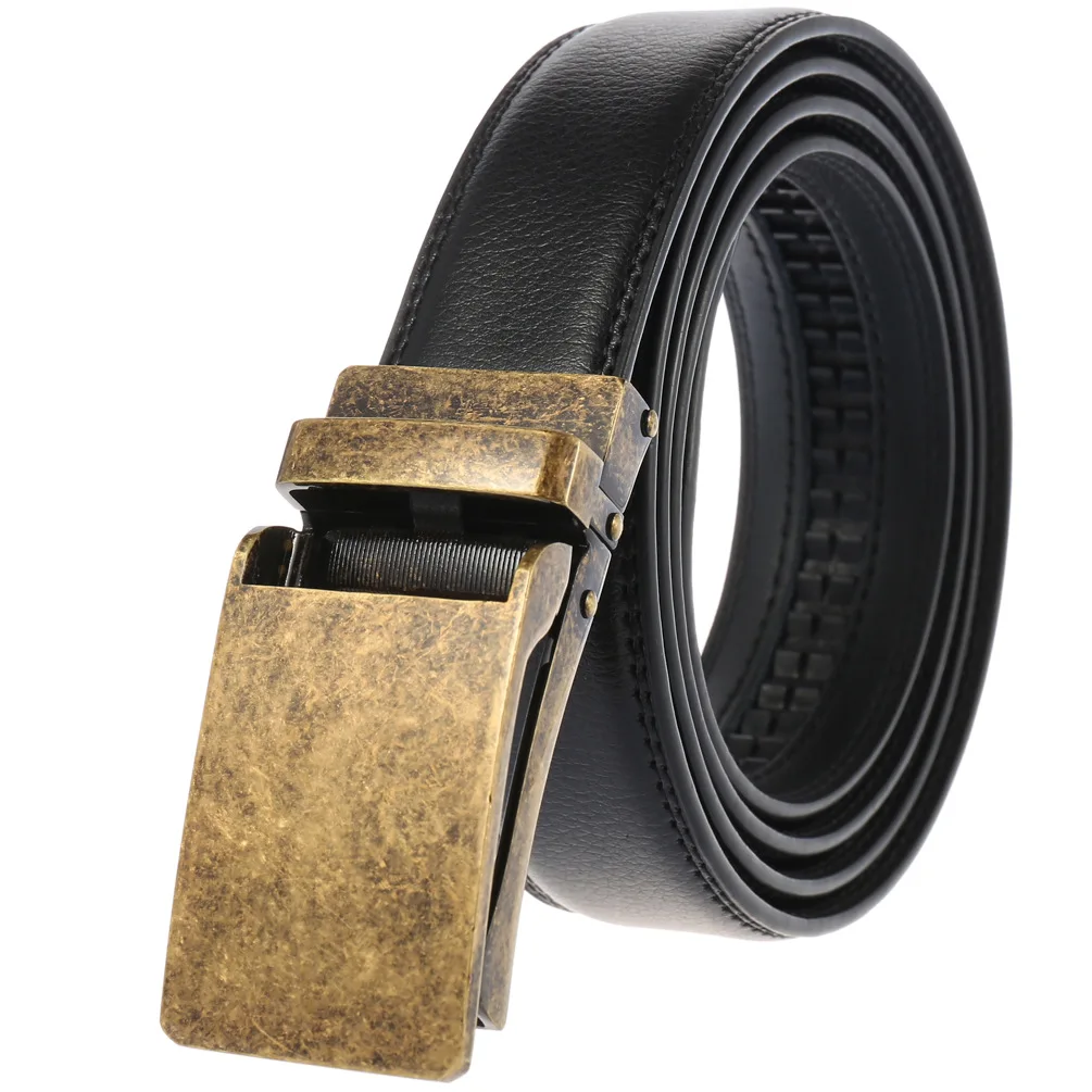 New Genuine Leather Mens Belts Automatic Buckle Fashion Belts for Men Business Popular Male Brand Belts 3.1cm LY233-0133-1