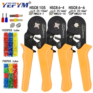 HSC8 10S обжимные клещи 0,25-10mm2 23-7AWG HSC8 6-46-6 с 1020 шт.кор. трубы типа Тип иглы Терминала Мини Давление провода инструмент