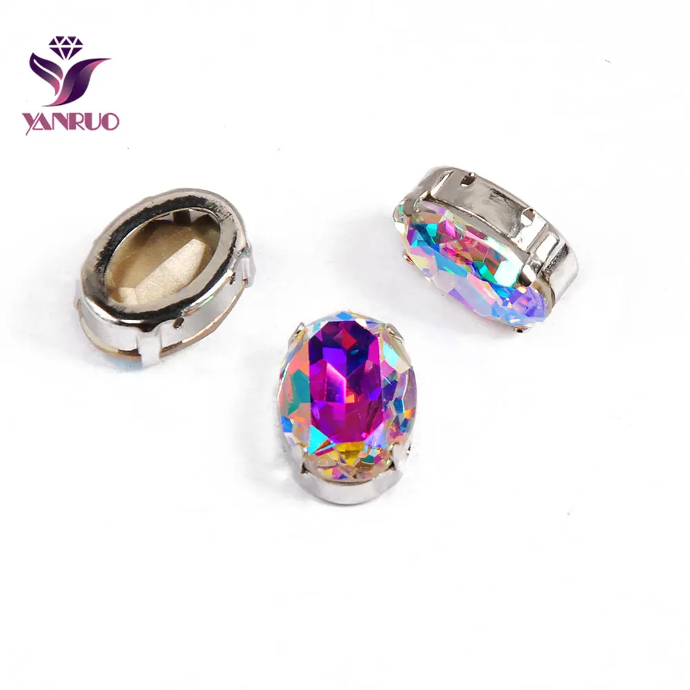 YANRUO 4120 овальной формы с острым задней пришить стразы Стекло ремесленных камни стразы хрустальные камни для ювелирных изделий DIY ремесла - Цвет: AB