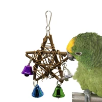 five pointed star with 4 bells parrot chewing swing toys cage hanging decoration for parakeet cockatiel canaries finches