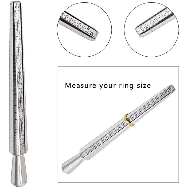 

Ring Mandrel Ring Sizer Tool Steel Rubber Hammer Metal Finger Size Measuring Wire Wrap Rings Tools Jewelry Making Kit
