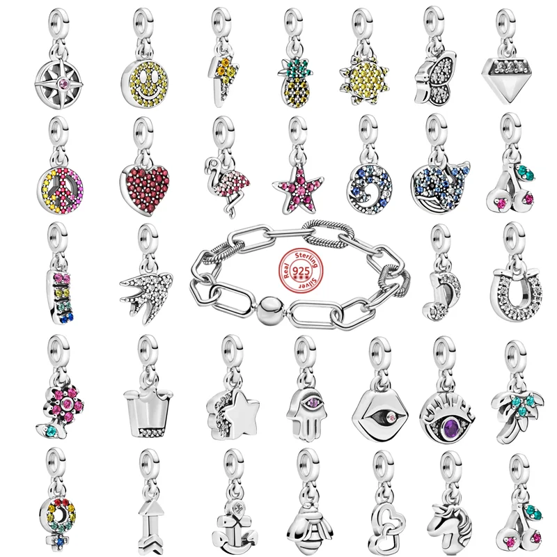 

Fit Original Pandora Me Bracelet DIY Beads Jewelry 925 Silver My Love Starfish Flamingo Swallow Peace Compass Mini Dangle Charm