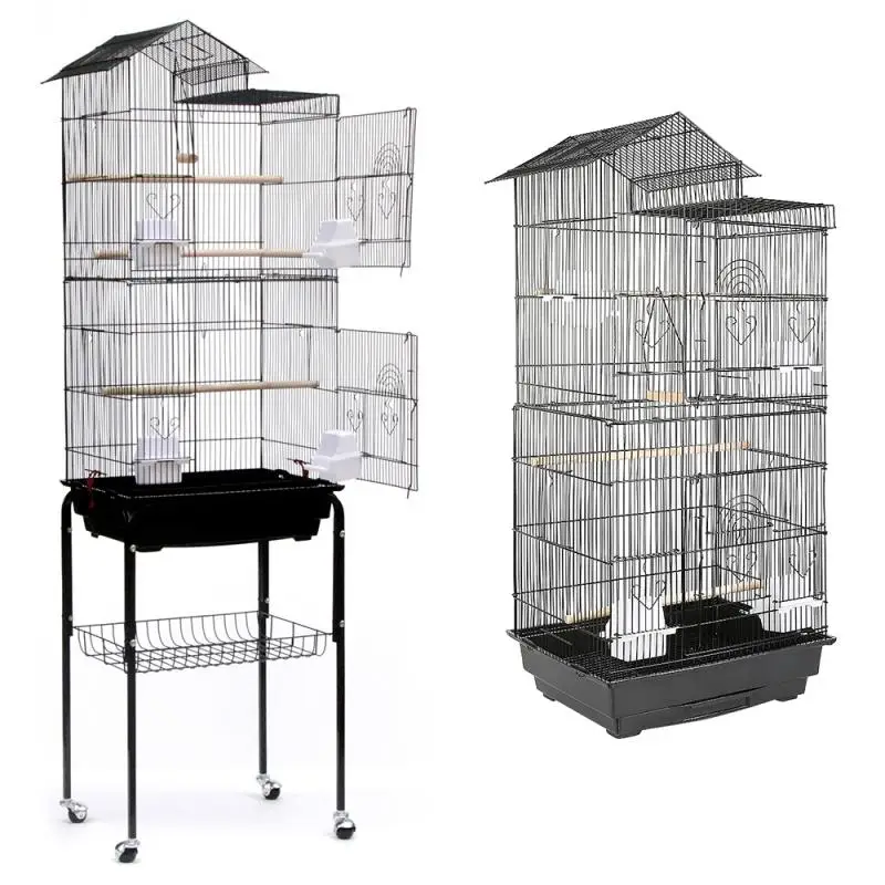 

Bird Cage Metal Bird Parrot Cage Play Top Macaw Cockatoo Parakeet Cage Lockable Wheels Bird Home Nests 46x35.5x99cm HWC