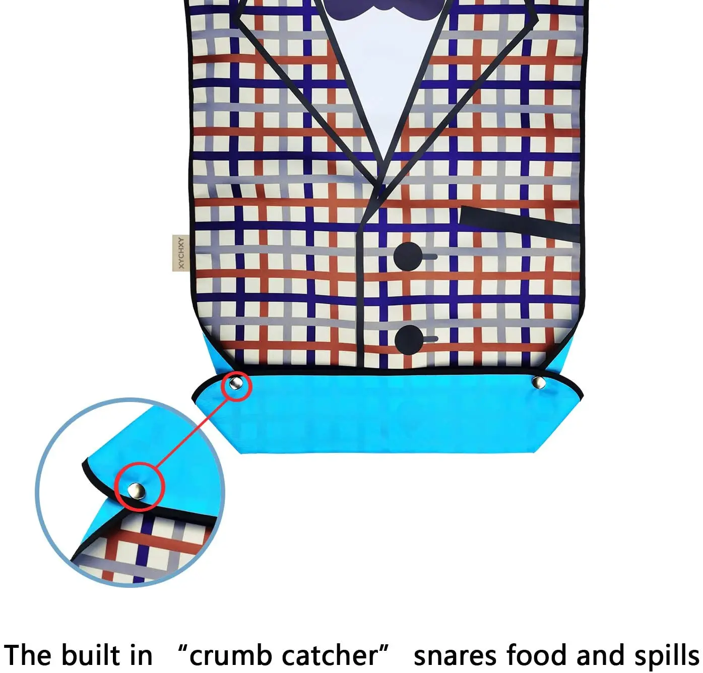 Нагрудники для взрослых многоразовые водонепроницаемые с улавливателем крошек |